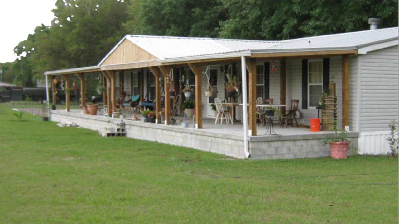 Building a full free standing porch with gable on a double wide mobile home