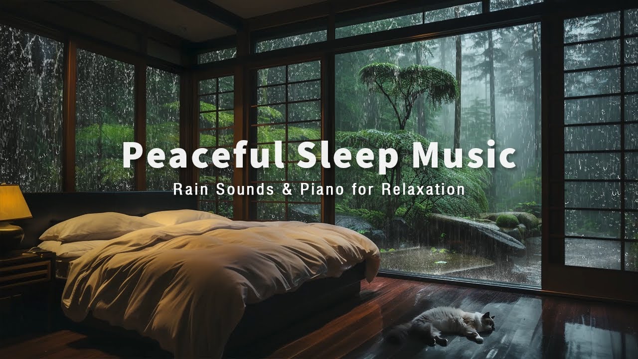 Soothing Music to Calm Your Mind and Reduce Anxiety - Peaceful Piano + Rain Sounds in Warm Bedroom