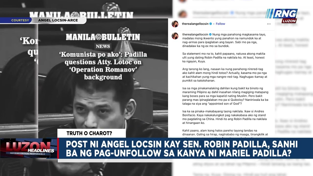 Post ni Angel Locsin kay Sen. Robin Padilla, sanhi ba ng pag-unfollow sa kanya ni Mariel Padilla?