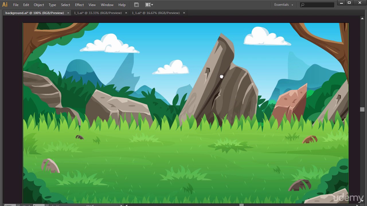 how to create 2d mobile game backgrounds for beginners with Adobe Illustrator