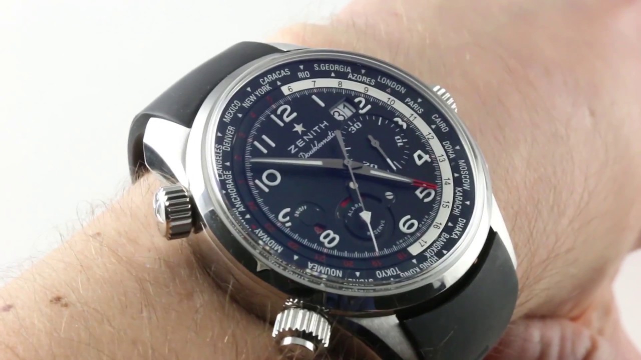 Zenith Pilot Doublematic El Primero Alarm/World Time/Chronograph 03.2400.4046/21.C721 Luxury Watch