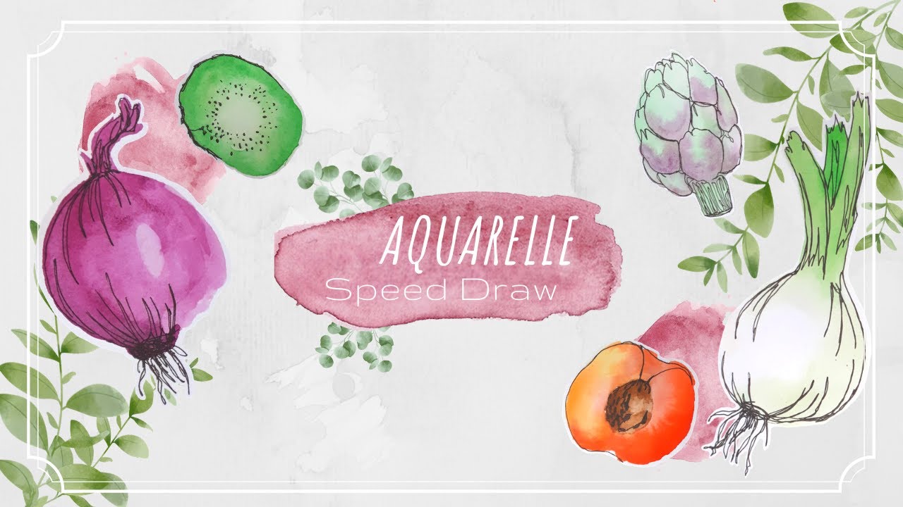 Speed Painting - Aquarelle - Fruits, légumes et musique relaxante ! - Lune