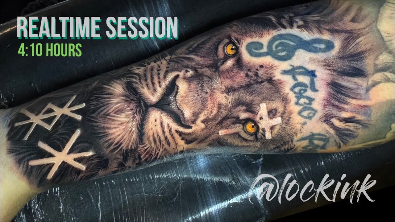 LEÃO REALISTA COM RUNAS - TATUANDO EM TEMPO REAL - LOCKINK
