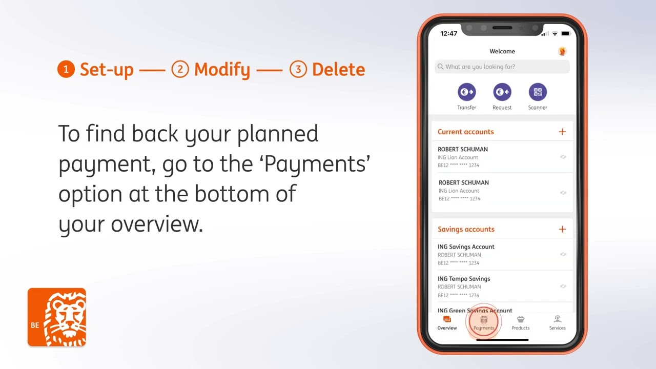 How to manage your planned payments using the ING Banking app?
