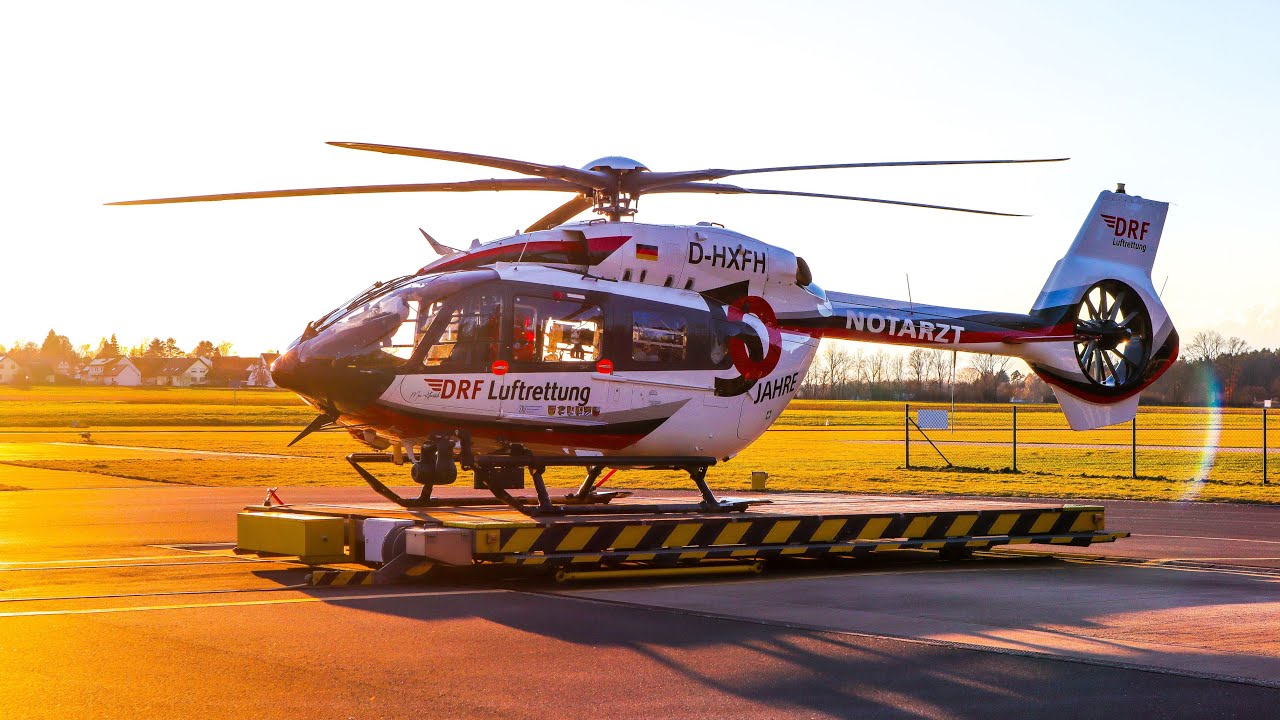 Christoph 80 startet am Flugplatz Weiden mit H145 D-HXFH | DRF Luftrettung | Airbus Helicopters