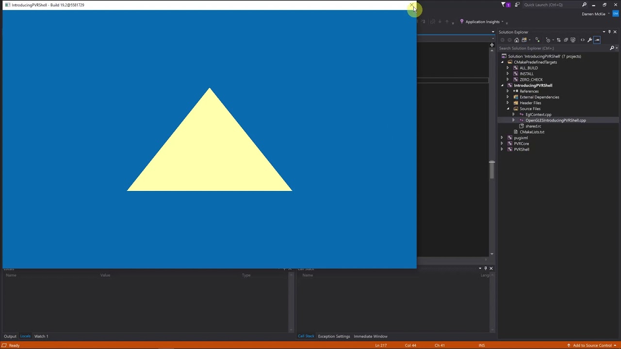 Running a graphics program with PowerVR