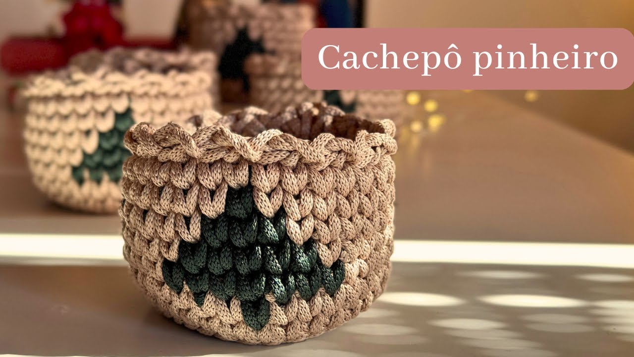 Mini cachepô de crochê - com desenho em fio conduzido, fácil e prático