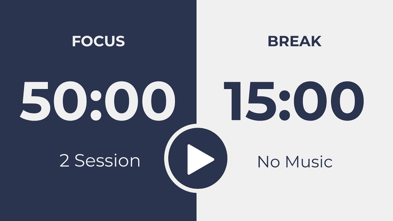 50/15 Pomodoro Timer - (2x50 min) | No Music - Study Motivation - Countdown Timer