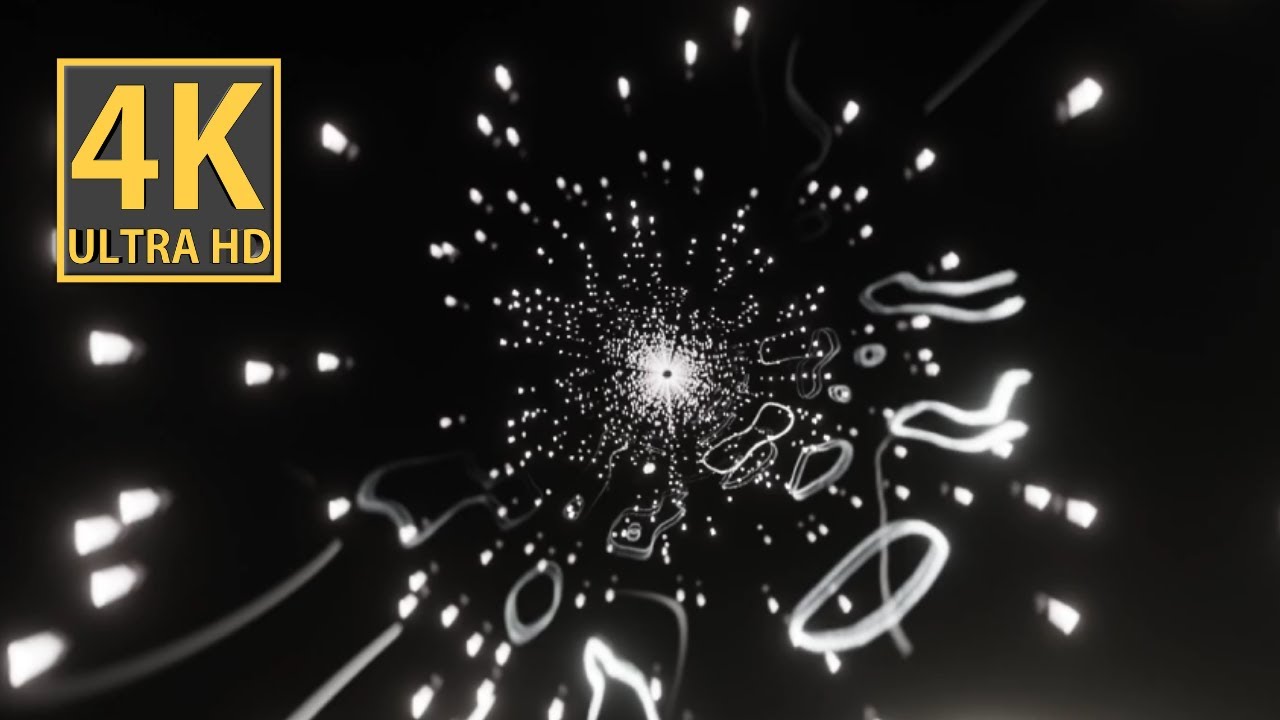 VJ LOOP NEON Bokeh Relaxing Lines Black White Abstract Background Video 4k Screensaver for TV 10 h