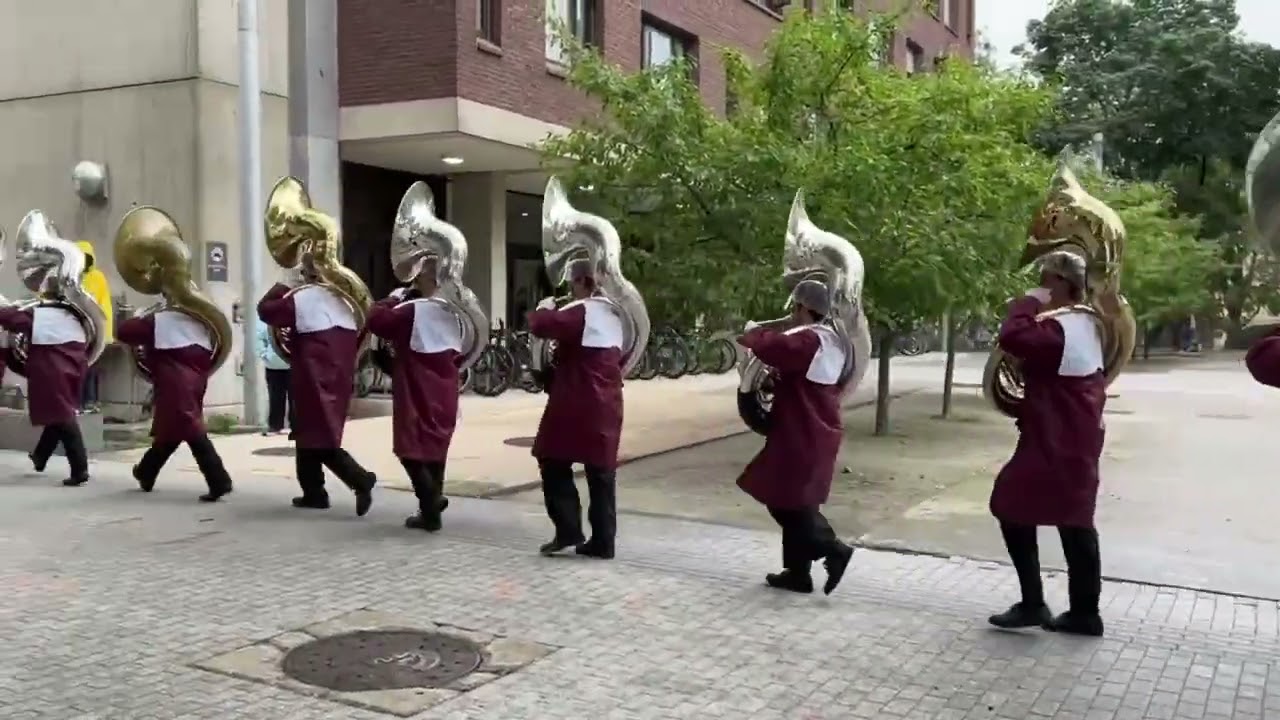 UMASS Minutemen Marching Band 23 September 2023. Walk to the Stadium