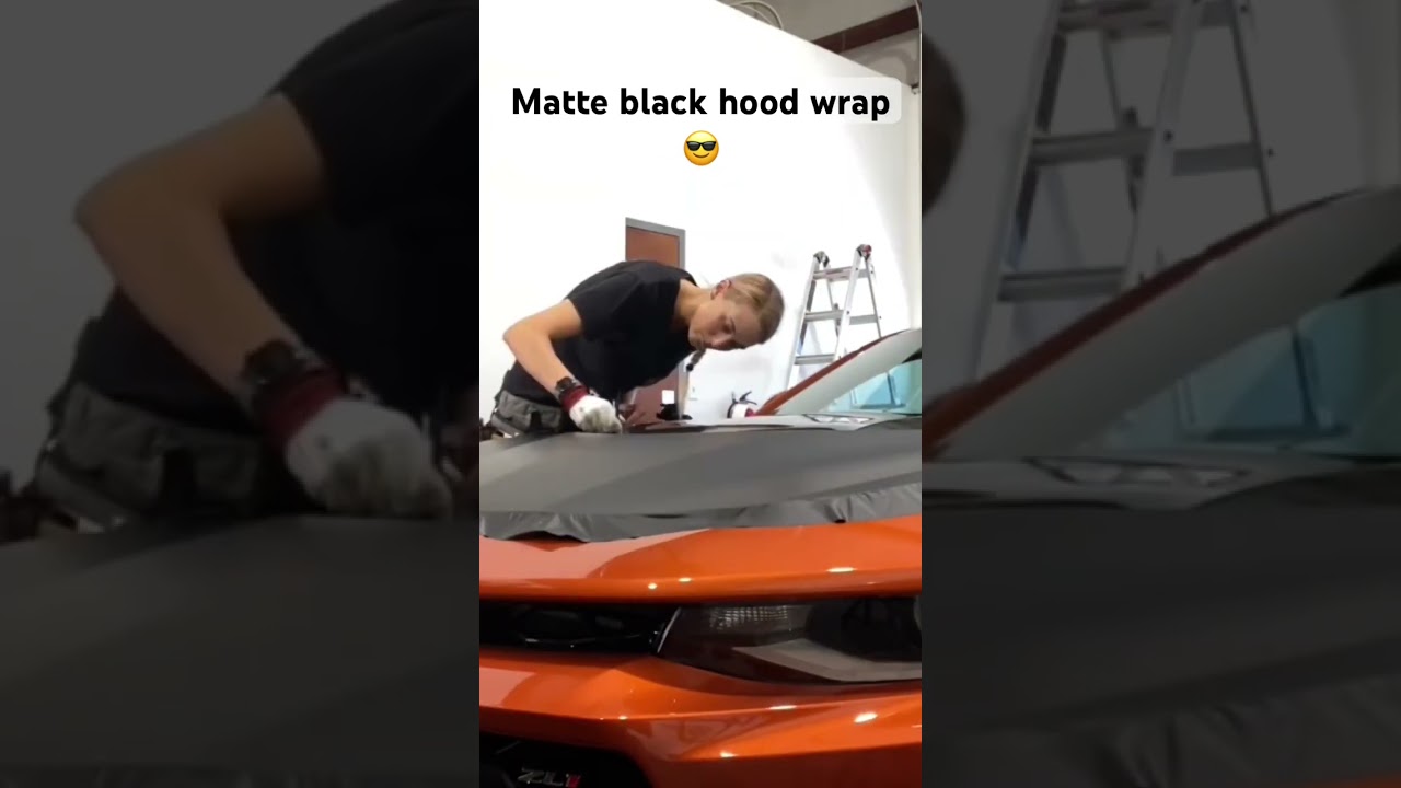 Hood wrap Timelapse! #vinylwrapping #satisfying #vehiclewrap #timelapse #sportscar #zl1 #wrap