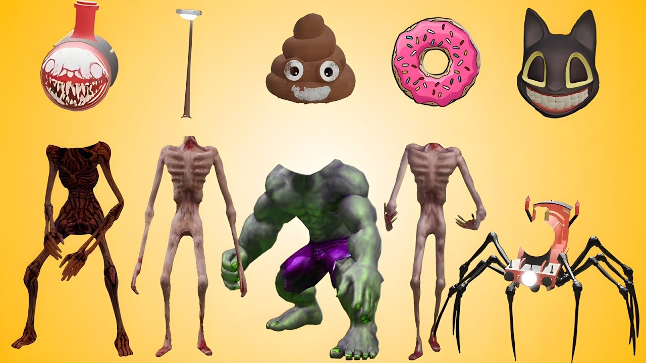 WRONG HEADS SIREN HEAD CAR, GREEN HOUSE HEAD, SCARY HOUSE, SIREN HEAD DOUBLE, SIREN HEAD THUNDERBOLT