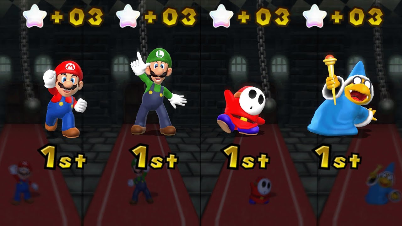 Mario Party 9 - Mario vs Luigi vs Shy Guy vs Magikoopa - Toad Road