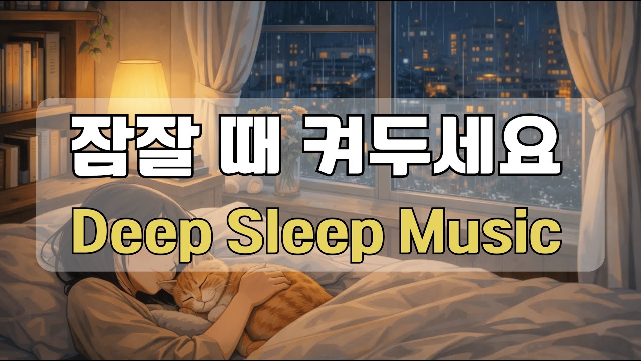 8시간 깊은 수면음악 #05🌙 포근한 피아노와 빗소리, 슬립톤 주파수, 깊은 숙면을 위한 음악 (10분뒤 화면 꺼짐)