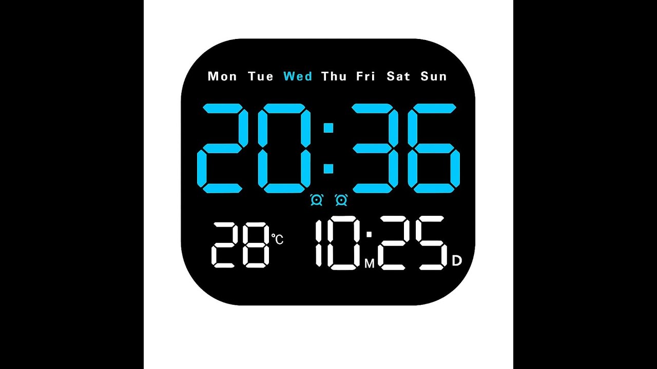 9 Inch Digital Wall Alarm Clock LED Display with Date Temperature Day Auto Dimming Remote