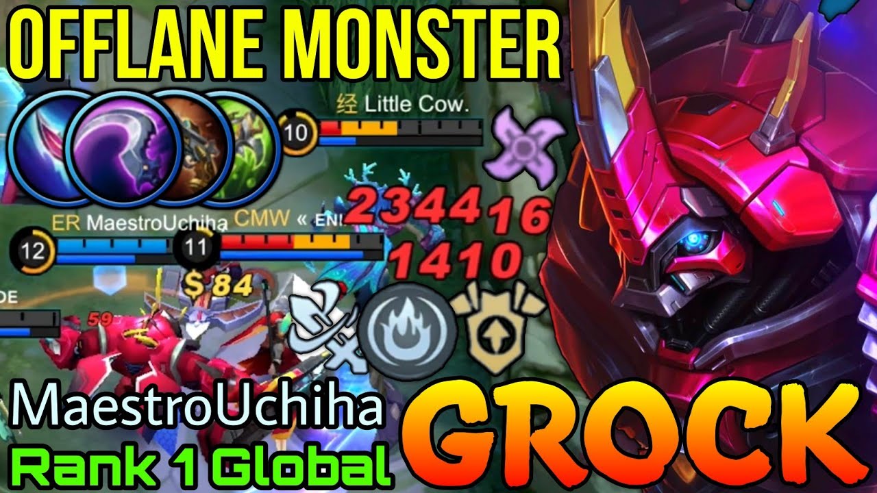 Offlane Monster Grock Damage Build - Top 1 Global Grock by MaestroUchiha - Mobile Legends