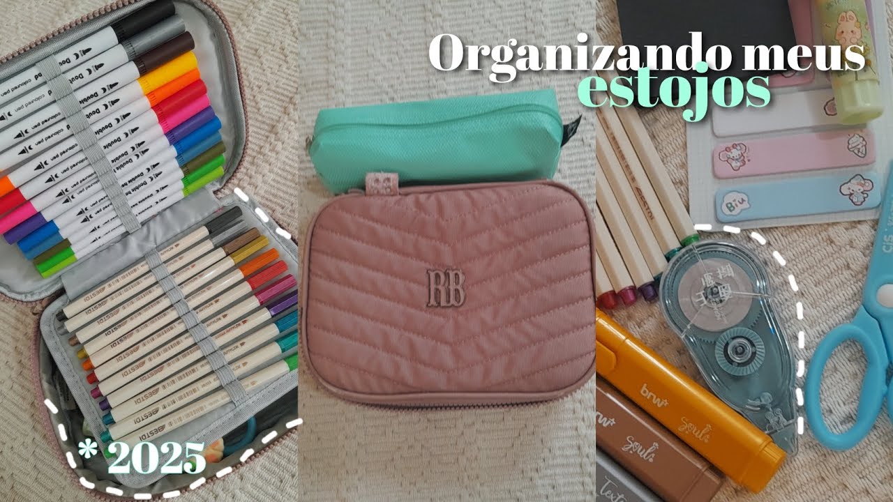 ORGANIZANDO MEUS ESTOJOS 2025🤍|artes , estojo principal !🖇