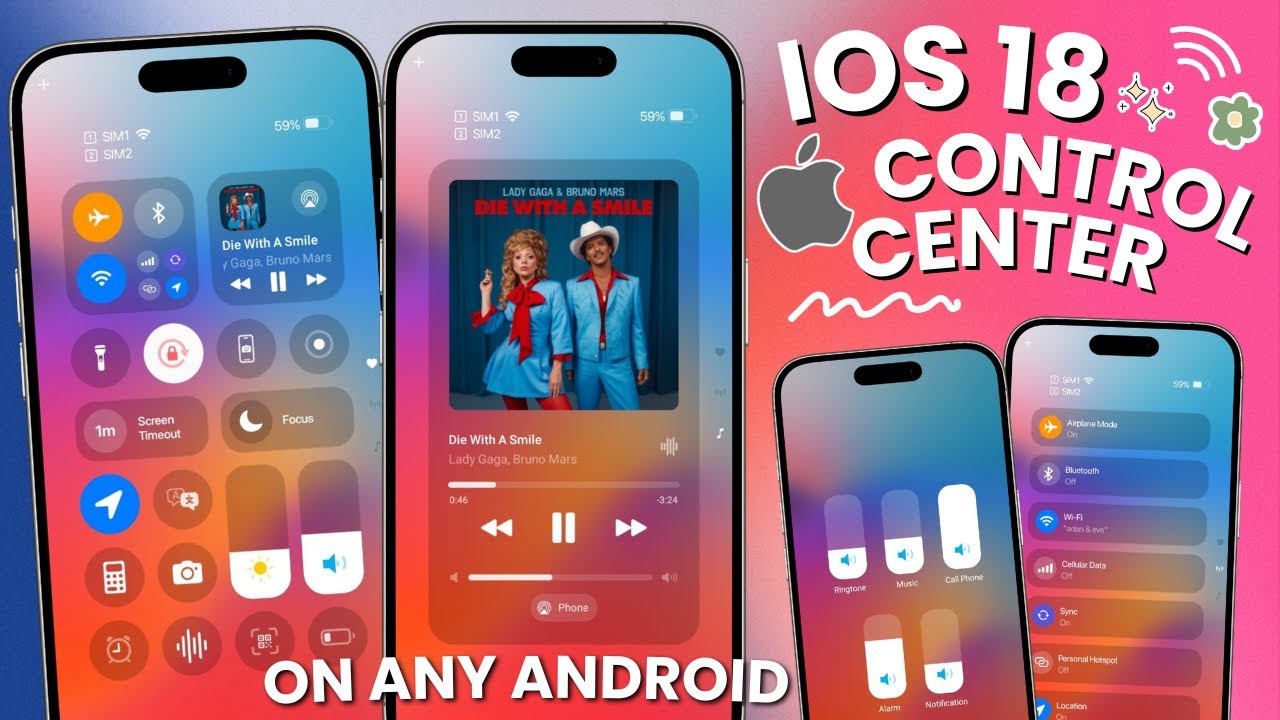 Новый Центр управления iOS 18 с работающими функциями на любом Android