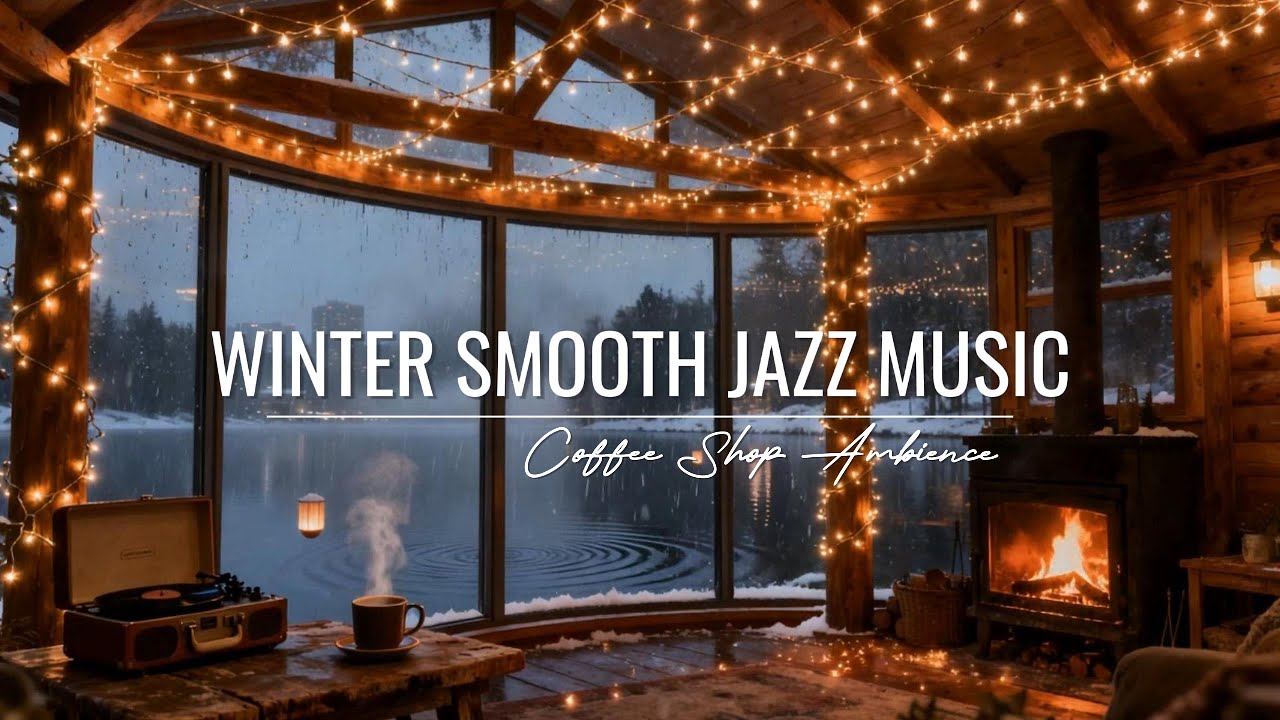 Relaxing Night Jazz ⛄ Cozy Winter Coffee Shop Ambience & Smooth Jazz Instrumental Music for Studying