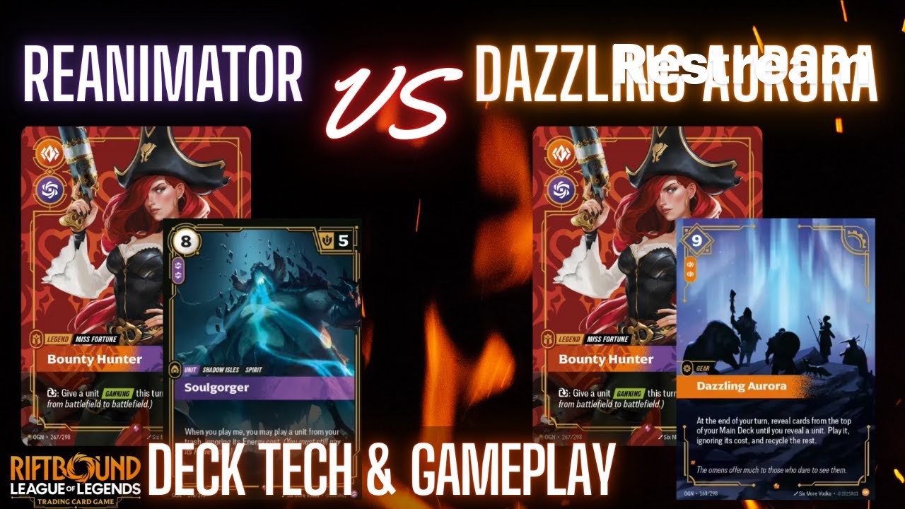 Riftbound Gameplay - Miss Fortune Reanimator vs Dazzling Aurora with DRIFTBOUND