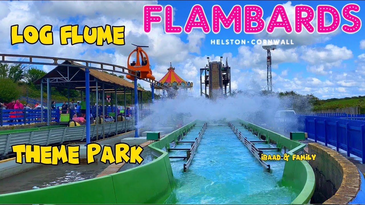 AMUSEMENT PARKS - LOG FLUME SPLASH RIDE FLAMBARDS THEME PARK CORNWALL UK 🇬🇧