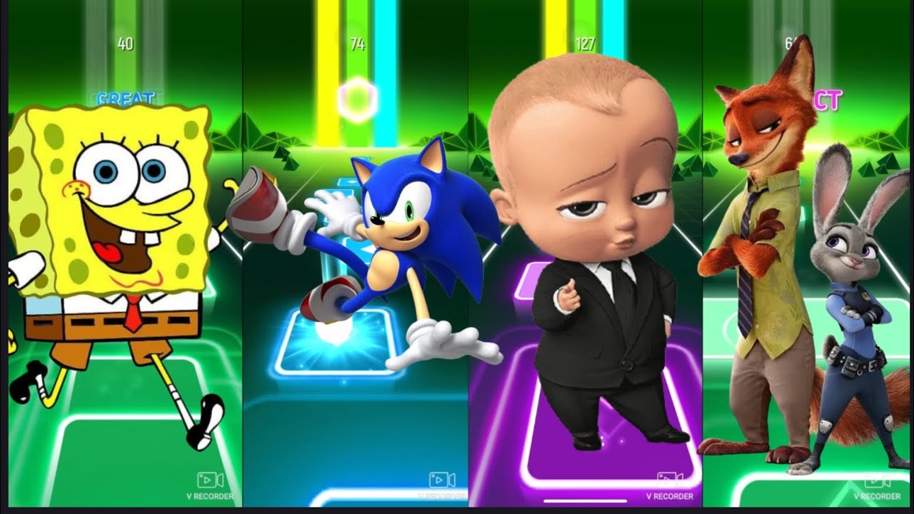 What happens when legendary cartoon characters take on an impossible Tiles Hop challenge? 😱