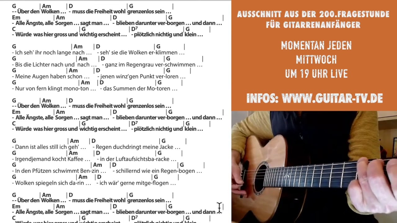 Über den Wolken - Reinhard Mey, Cover, Akkorde, Text, zum Mitspielen! (200)