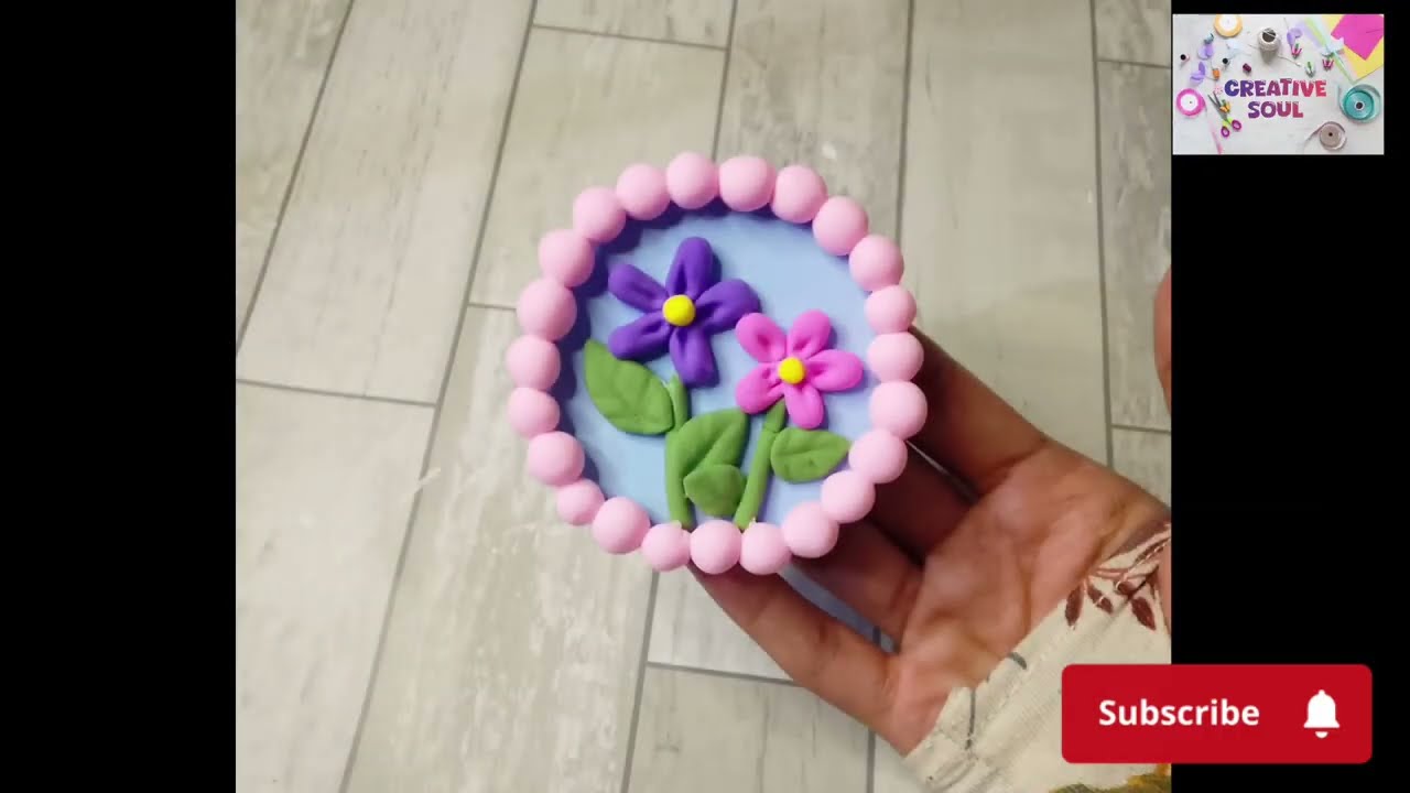 How to make diy air dry clay flower frame|Diy clay flower frame|Cute clay flower frame step by step