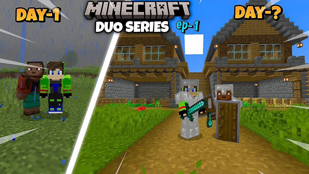 Minecraft Pe New Duo Survival Beginning 🔥 | Ep 1 | Iron Armor & Duo base | 