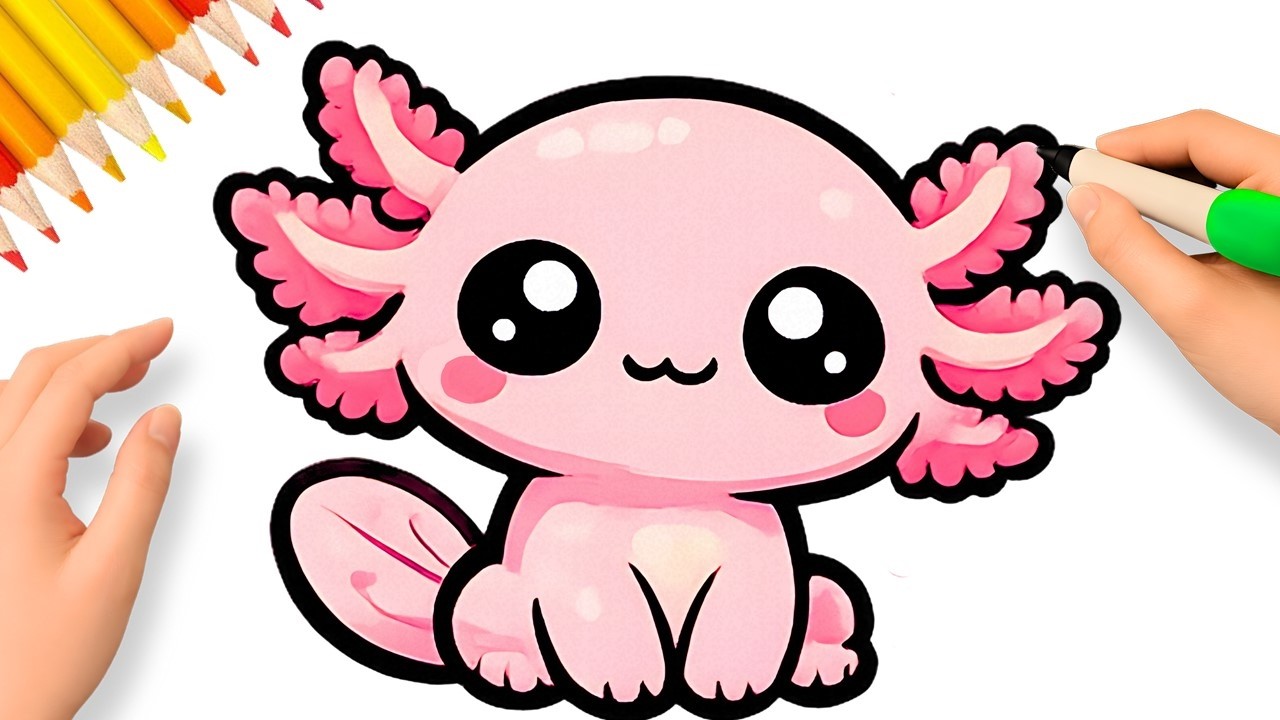 COMO DESENHAR UM AXOLOTE KAWAII FOFO💟