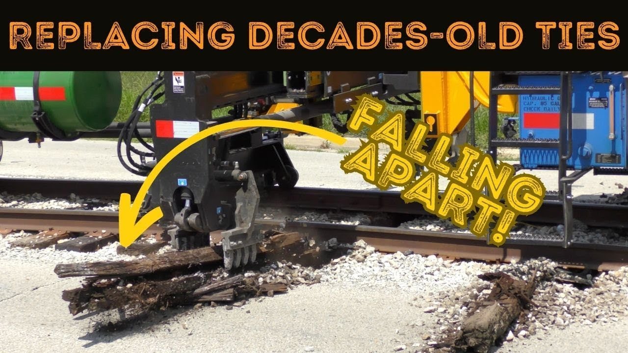 Replacing decades-old railroad ties that are just crumbling on street-run stretch of track
