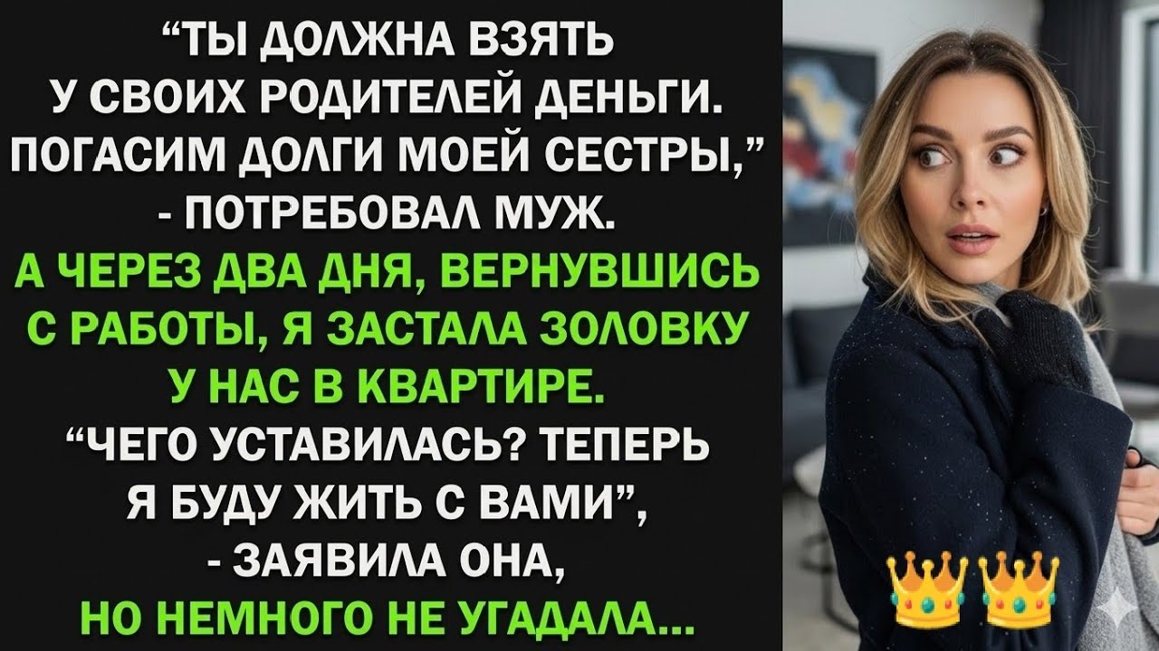 Ты должна взять у своих родителей деньги. Погасим долги моей сестры, - потребовал муж