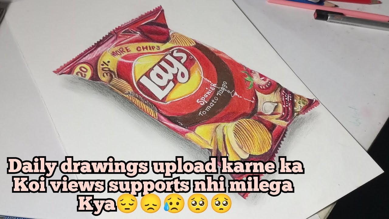 realistic Lay's chips packet drawing with cheapest colour pencil || /speed drawing/#drawing