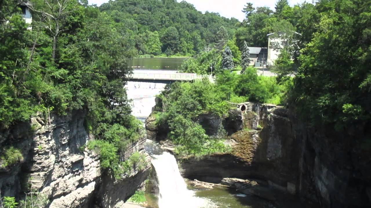 Triphammer Falls, from the bridge on Cornell University campus