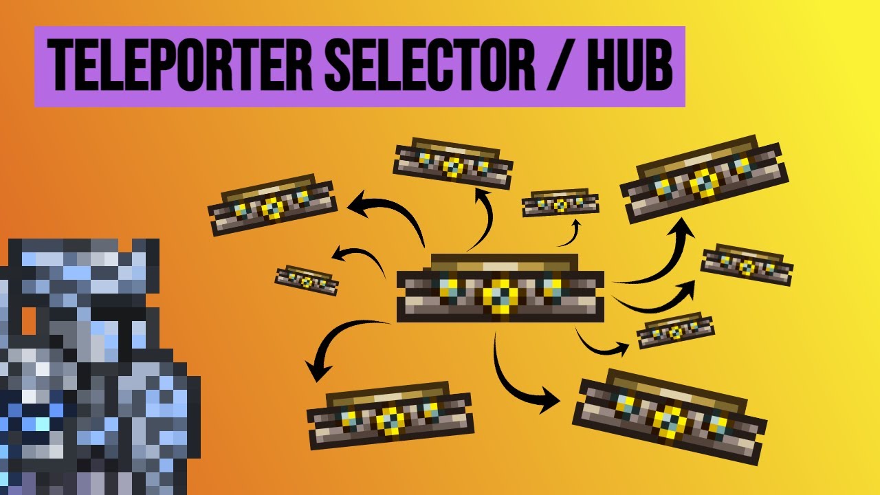TERRARIA TELEPORTER SELECTOR / HUB BUILD - TELEPORT TO 16 DIFFERENT PLACES