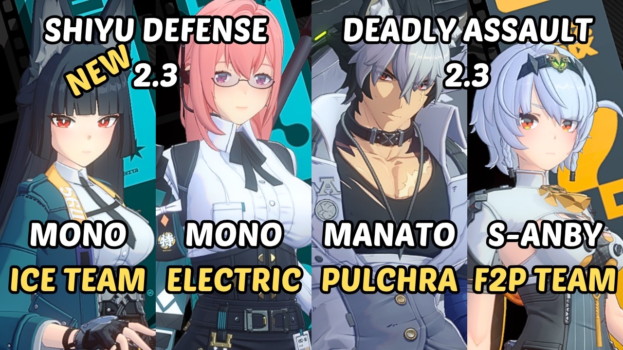 M0 Miyabi x Yanagi x Lucia Manato Pulchra x Anby Lucy F2P|NEW Shiyu Defense & Deadly Assault ZZZ 2.3