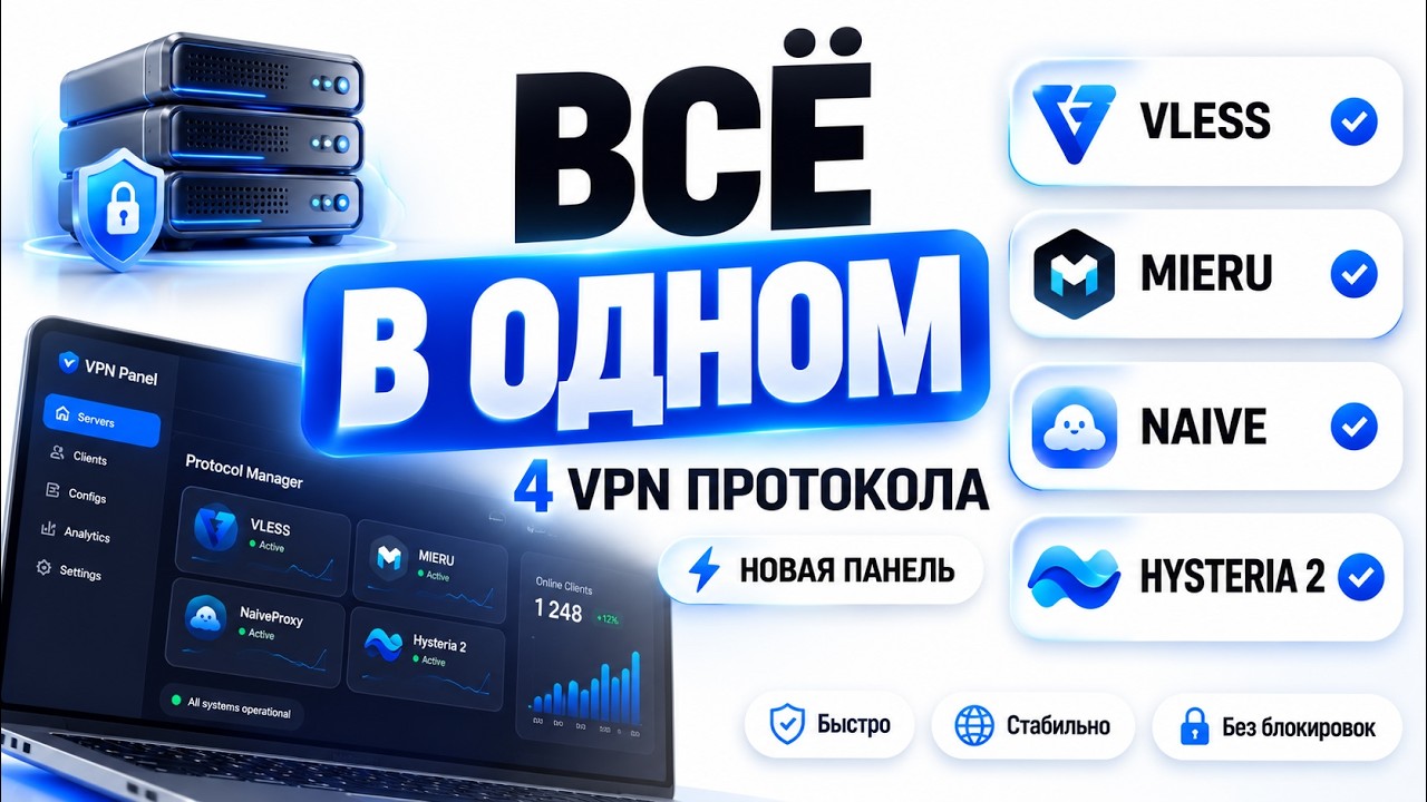 Новая VPN-панель с 4 протоколами: VLESS, MIERU, NAIVE и Hysteria 2