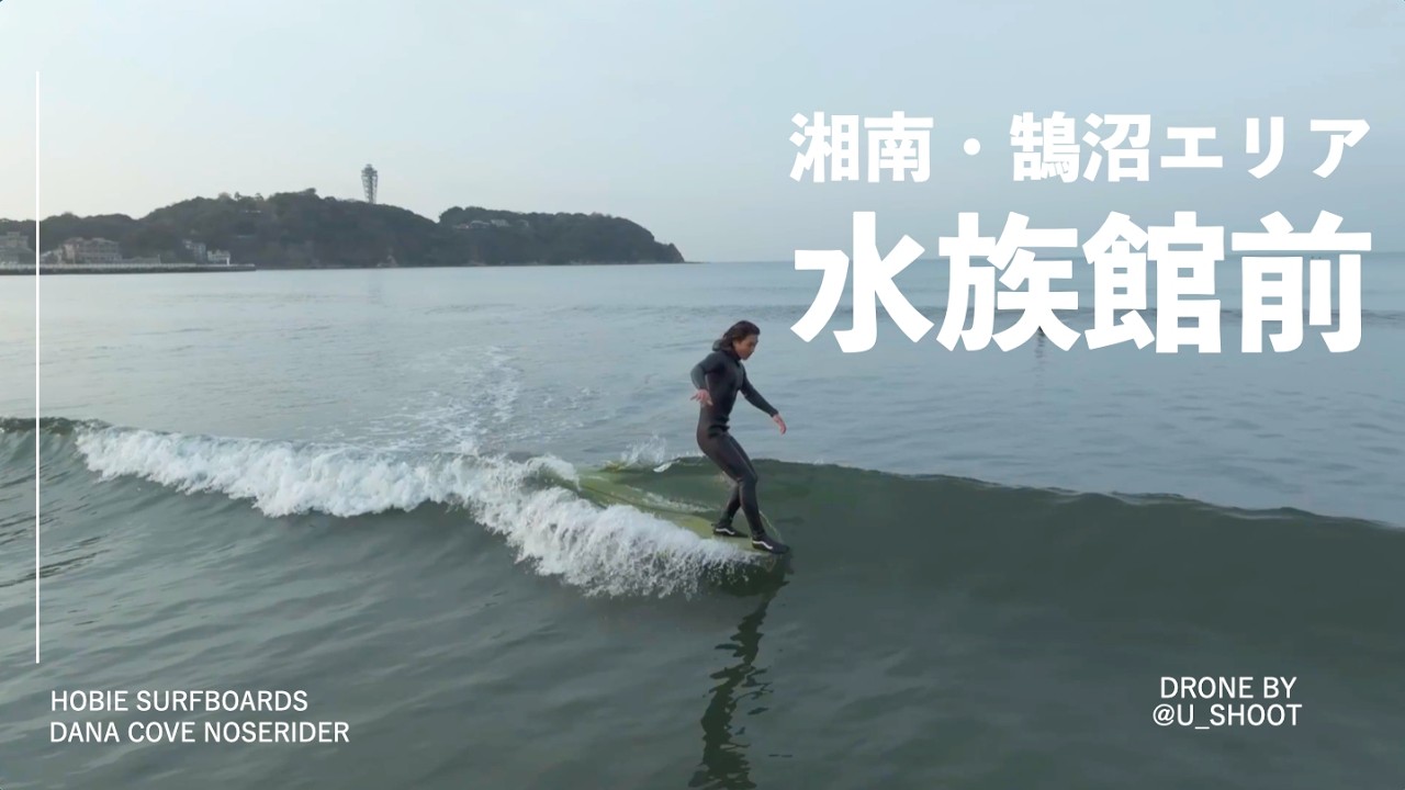 【ドローン】水族館前ポイント(湘南・鵠沼エリア) スネヒザ小波でロングボード サーフィン歴5年の成長記録｜シングルフィンとクラシックログの小波サーフィンライフ Hobie Surfboards