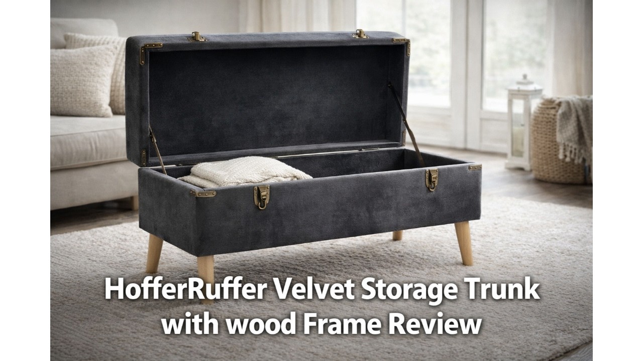 🧰 HofferRuffer Velvet Storage Trunk with Wood Frame Review 🛋️
