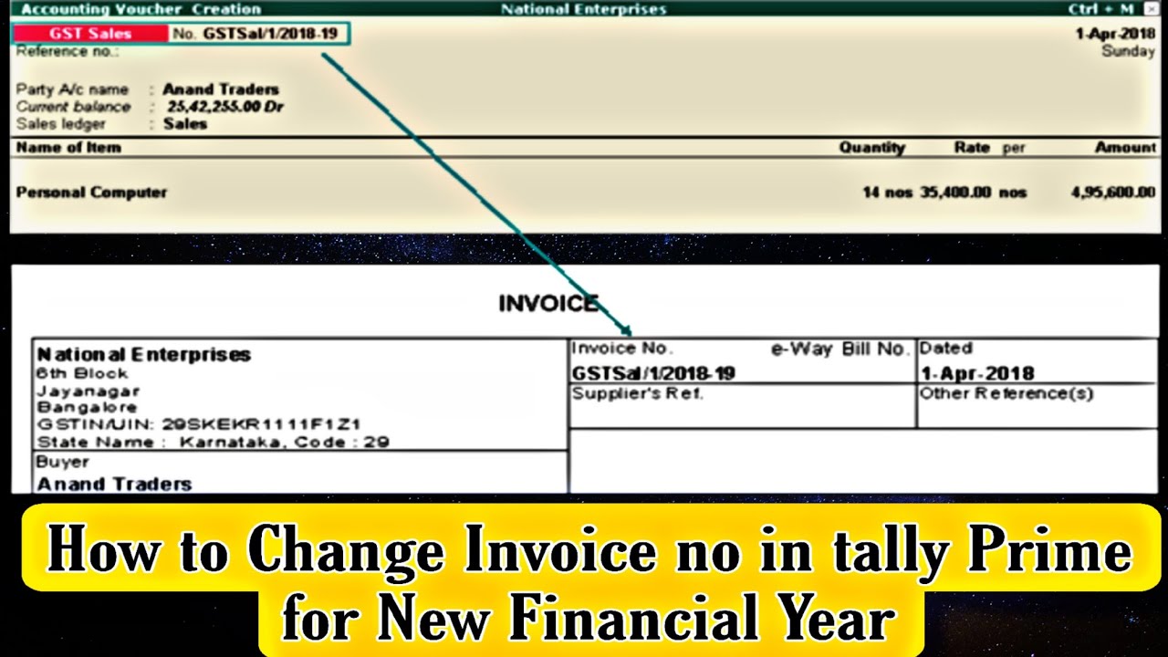 How to change invoice no in tally prime for new financial year | how to change invoice series tally