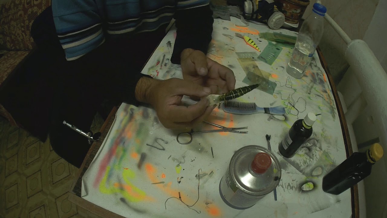 Покраска воблера с помощью ниток . Другие хитрости при покраске.