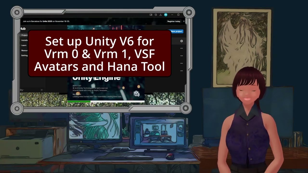 set up unity6 for vrm0,1, hanatool, vsf