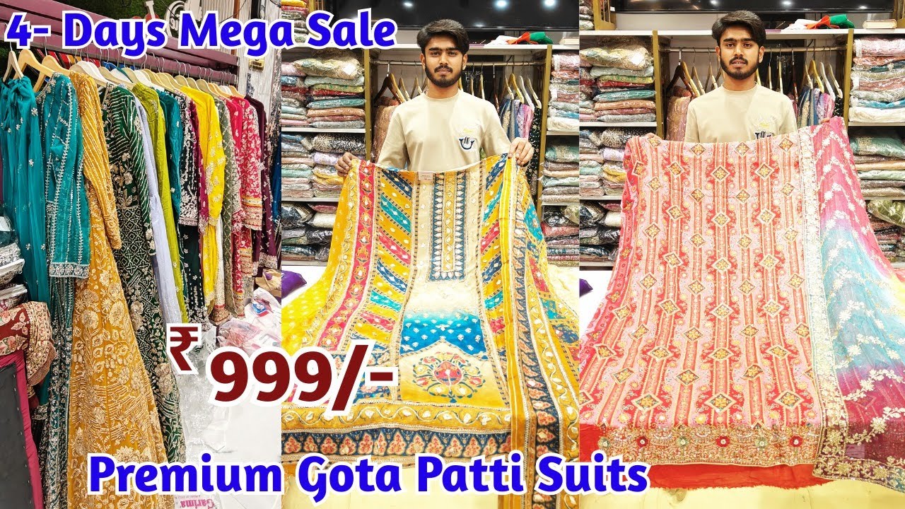 4- Days Mega Sale Premium Quality Gotta Patti Suit Materials Partywear Sarees aAt Lowest Prices