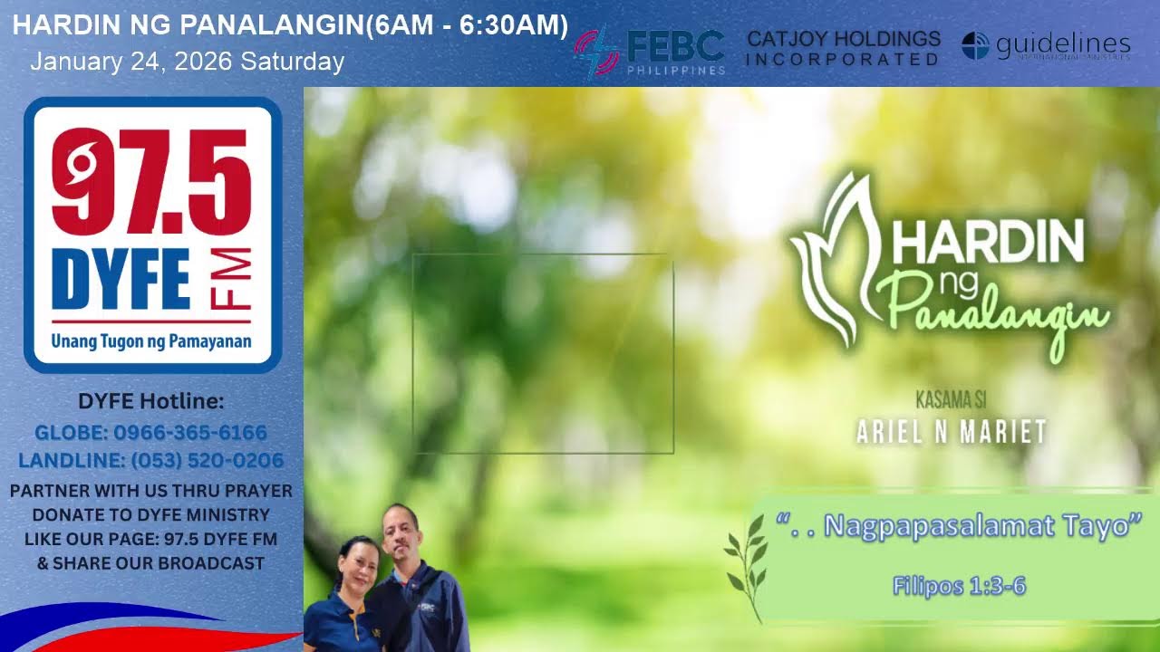 HARDIN NG PANALANGIN   _  “Laging Nagpapasalamat Tayo”(Filipos 1:3-6) 🙂