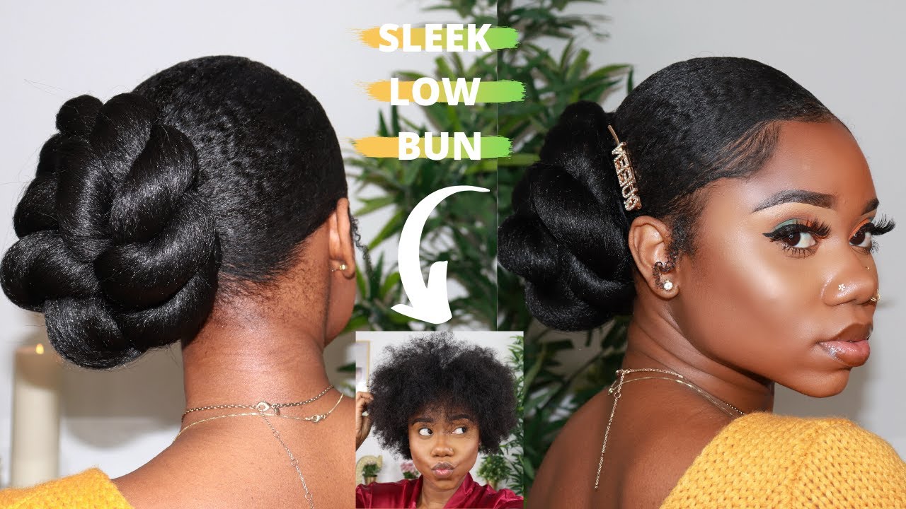 SLEEK Low Bun On 4B/C NATURAL HAIR (Awkward Length) | Twisted Side Bun | Chev B.