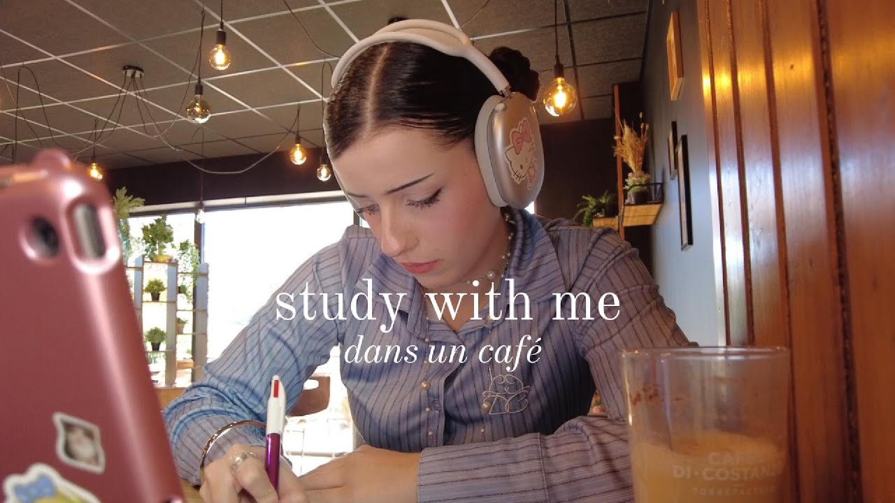 study with me dans un café! | 20/5 pomodoro, animal crossing lofi + sons de pluie