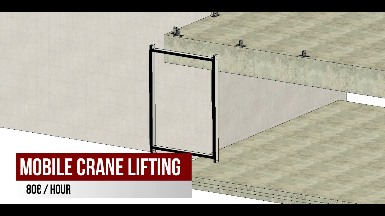 Mullion transom (stick)  facade installation animation