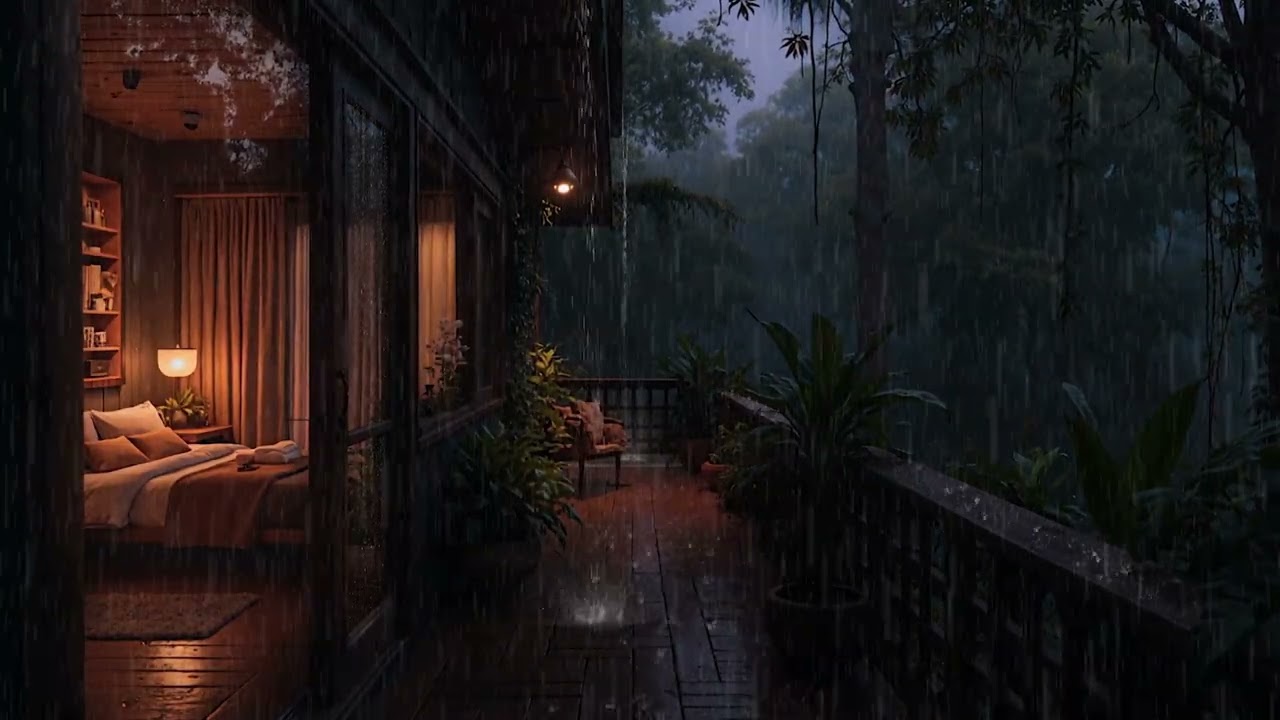Gentle Rain Falling on a Cozy Cabin in the Woods 🌲 | Peaceful Rain Sounds for Deep Sleep