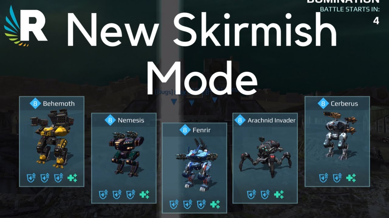 War Robots: Arachnid Invader, Fenrir, Behemoth, Nemesis and Cerberus Skirmish Mode