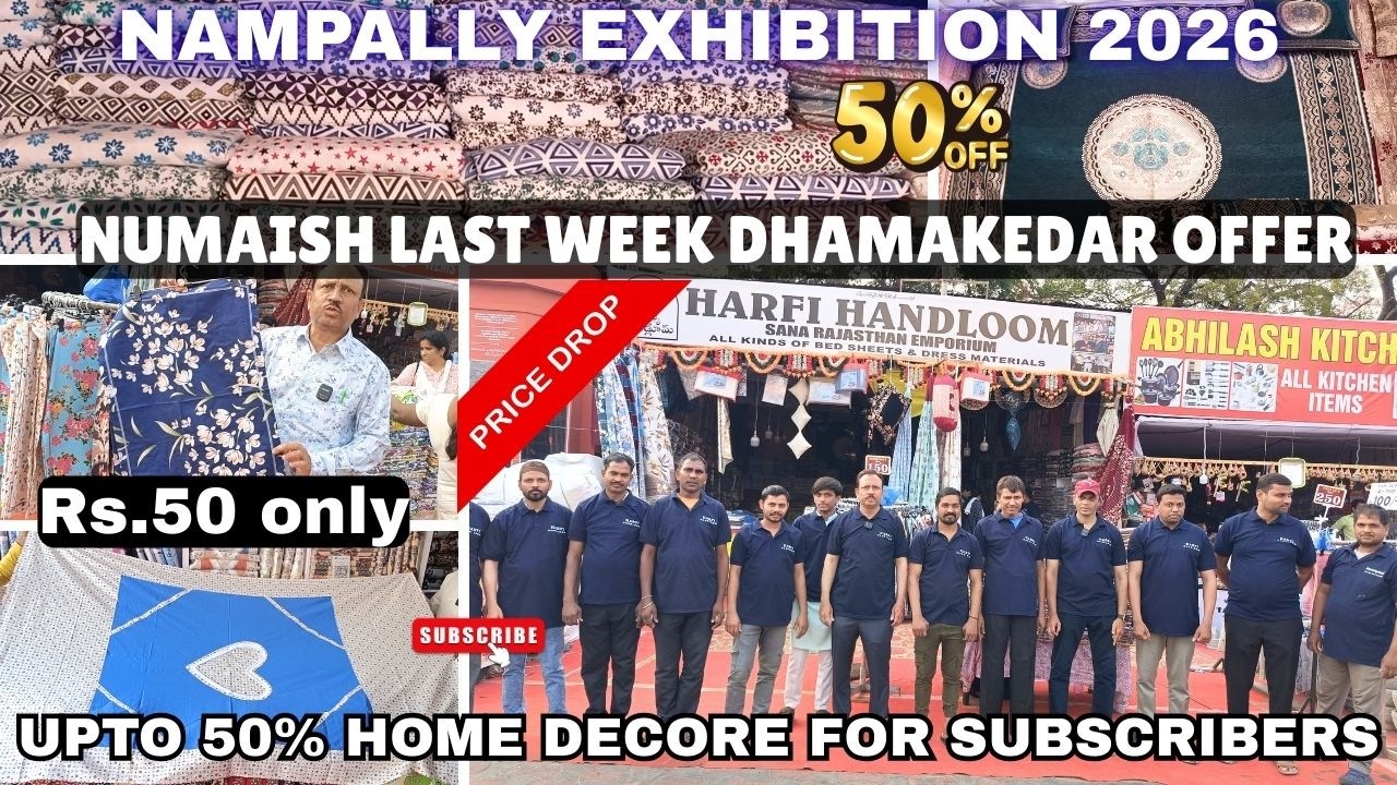 Up To 50% OFF Home Decor 😱 Nampally Numaish 2026 Last Week Sale | Full Stall Tour #exhibition #fyp